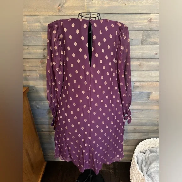 NEW Calvin Klein Womens Metallic Mini Dress with Tie Sleeves S… - Picture 3 of 11